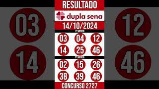 🔥 🍀 DUPLA SENA hoje  14102024  Resultado concurso 2727 [upl. by Arualana]