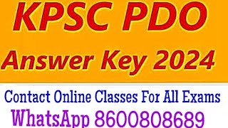 KPSC PDO Exam Key Answers Contact Online Classes For All Exams WhatsApp 8600808689 [upl. by Danielson405]