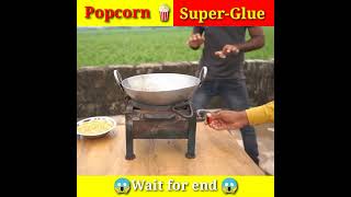 Popcorn 🤦 ♂Vs SuperGlue 😱 shorts youtubeshorts mrindianhacker crazyxyz experiment MrBeast [upl. by Atirehgram]