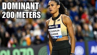 Sydney McLaughlinLevrone CRUSHES Field In 200 Meter Dash  2024 Diamond League Brussels [upl. by Amari]