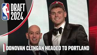 Portland Trail Blazers select Donovan Clingan with No 7 pick in the 2024 NBA Draft  NBA on ESPN [upl. by Burrton]