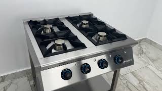 Aragaz profesional cu 4 focuri Ideal Inox 800x800x850 Gaz Natural [upl. by Maller]