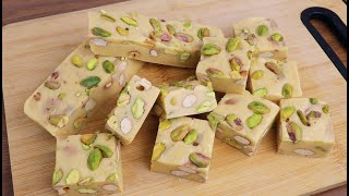 Quick and easy nougat  No condensed milk  no honey no chocolate  surprise your family delicious [upl. by Nnylsia]