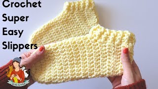 How To Crochet Super Easy Slippers [upl. by Dahij]