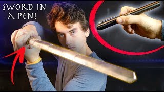 Make Riptide Expandable Pen Sword From Percy Jackson  Full Metal Low Cost Build [upl. by Alocin]