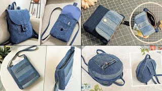 4 Old Jeans Ideas  DIY Denim Bags and Purse  Compilation  Bag Tutorial  Upcycle Craft [upl. by Boniface]