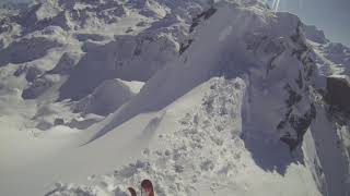 Skiing Mont Forts NW face direct couloir from North ridge [upl. by Buxton]