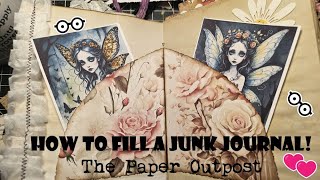 CRAFT WITH ME Filling a Junk Journal Easy IDEAS for Beginners The Paper Outpost [upl. by Hairej]