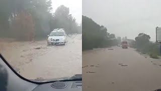 Maltempo in Toscana le strade invase dallacqua la situazione a Pomarance [upl. by Shushan]