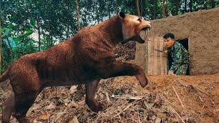 Build a Secret Hideout to Survive The Tropical Tigers survival shelters bamboo tiger bushcraft [upl. by Nyllewell879]