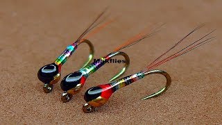 Fly Tying a Rainbow Perdigon River Nymph by Mak [upl. by Elatnahs]