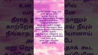 kanave unai vanthu seratamil song lyrics love feel 🎵 [upl. by Eladnor]