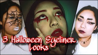 3 Easy Halloween Eyeliner Ideas  Beginner Friendly Eyeliner Tutorial  makeup [upl. by Garey405]