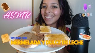 ASMR  merendando TOSTADAS con mermelada y DULCE DE LECHE [upl. by Ursi]