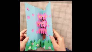 kimie gangi 蛇腹桜カード sakura popup card diycrafts [upl. by Calli]