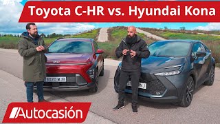 Hyundai Kona vs Toyota CHR 2024 🟢 Comparativa SUV híbridos 🟢Review en español  Autocasión [upl. by Hafital]