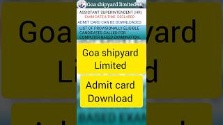 GSL ADMIT CARD DOWNLOAD ASSISTANT SUPERINTENDENT HR gsl admitcard shortsvideo [upl. by Ethelind382]