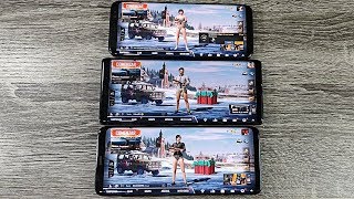 PUBG MOBILE en GALAXY S8 vs S9 PLUS vs Galaxy NOTE 9 [upl. by Woodring]