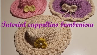 Tutorial uncinetto cappellino per bomboniera [upl. by Powel293]