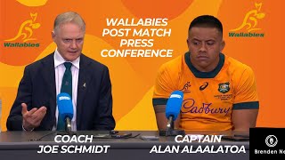 WALLABIES Brisbane postmatch press conference Joe Schmidt and Alan Alaalatoa [upl. by Adnilrem]