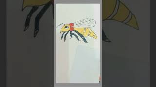 Honey bee drawing  How to draw Honey bee  step by step for kids [upl. by Anircam587]