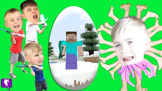 MINECRAFT Giant Surprise Egg and Mystery Monster by HobbyFamilyTV [upl. by Milty101]