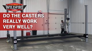 How Easy Moving A 4 Post Car Lift On Casters [upl. by Alithea]