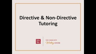 Directive vs Nondirective Tutoring [upl. by Siletotsira]