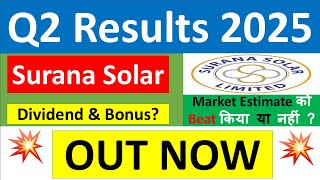 SURANA SOLAR Q2 results 2025  SURANA SOLAR results today  SURANA SOLAR Share News  SURANA Share [upl. by Zales]