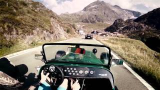 Caterham 485 on Sustenpass pure roads Porsche Turbo Cayman S and Nissan GTR 2015 [upl. by Eiuqnom716]