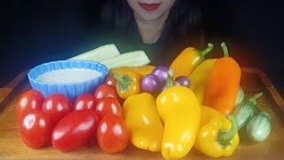 ASMR Raw Veggie Platter  Cucumber Eggplant Pepper Tomato [upl. by Ssepmet]