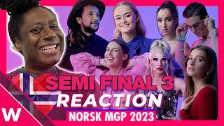 🇳🇴 Melodi Grand Prix 2023 Reacting to the songs from SemiFinal 3 [upl. by Nanreik1]