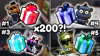 I Opened 200 of Each Clan Season Present and Got   Five Nights TD [upl. by Ahkeber778]