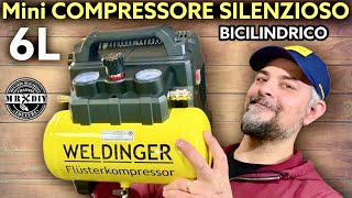 Velocissimo mini compressore silenzioso da 6L portatile bicilindrico WELDINGER FK 135 POCKET [upl. by Durst]