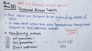 Sustained Release Tablets  Pharmaceutics  DPharma 1st sustainedreleasetablets pharmacybhai [upl. by Milewski848]