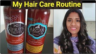 My Simple Hair Care Routine I use Hask Argan Oil Shampoo amp ConditionerIt gives me wonderful result [upl. by Ulund]