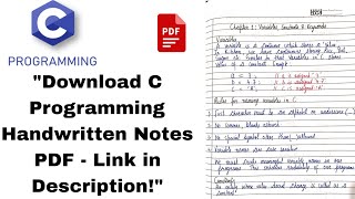 quotDownload C Programming Handwritten Notes PDF  Link in Descriptionquot cprogramming [upl. by Alethea]