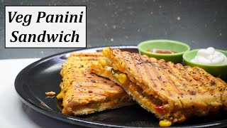 Veg Panini Sandwich Recipe  Quick Easy SnackBest Vegetarian Italian SandwichGrilled Veggie Panini [upl. by Nedap]