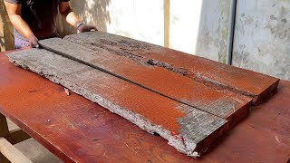 Restoration Of Rotten Wood By Skillful Carpenters  Craft Sturdy Table From Naturally Reclaimed Wood [upl. by Siroled25]