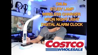 OttLite STUDY LAMP WITH NEON LIGHTS WIRELESS CHARGER USB PORT CHARGER AND DIGITAL CLOCK FROM COSTCO [upl. by Valtin]