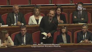 MASSIMILIANO ROMEO INTERVIENE IN SENATO SULLA MANOVRA quotCOMPAGNI SU CON IL MORALEquot [upl. by Yenal]