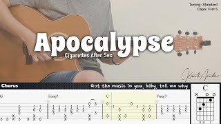 Apocalypse  Cigarettes After Sex  Fingerstyle Guitar  TAB  Chords  Lyrics [upl. by Akisej319]