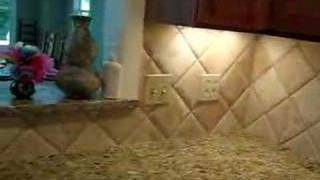 Diagonal Travertine tile backsplash [upl. by Mauldon]