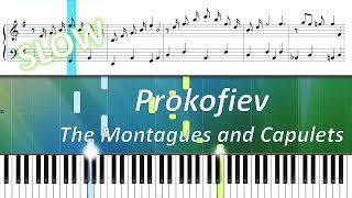 Prokofiev  Montagues and Capulets easy piano tutorial slow [upl. by Danika]