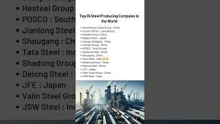 Top 15 Steel Companies in the World shorts ytshorts tatasteel ratantata [upl. by Notpmah777]