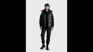 RUDSAK Shiny REN X UNISEX LEATHER DOWN PUFFER VEST Hooded Black Women Men [upl. by Rheta]