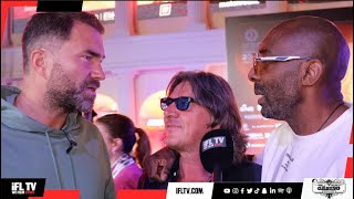 EDDIE HEARN CRASHES INTERVIEW amp CONFRONTS JOHNNY NELSON IN SAUDI ARABIA OVER ANTHONY JOSHUA COMMENTS [upl. by Zebedee]