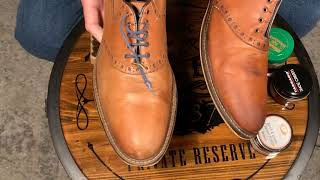 Cleaning and adding temporary burnish on a pair of shoes [upl. by Lazaro]