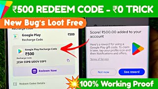 🔥₹500 Code Bug’s Trick Free redeem code for playstore at ₹0  How to get free google redeem code [upl. by Adaval322]