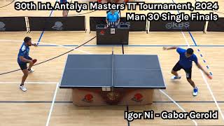 Man 30 Single Finals 30th Int Antalya Masters TT Tournament 2024 [upl. by Aiuqat900]